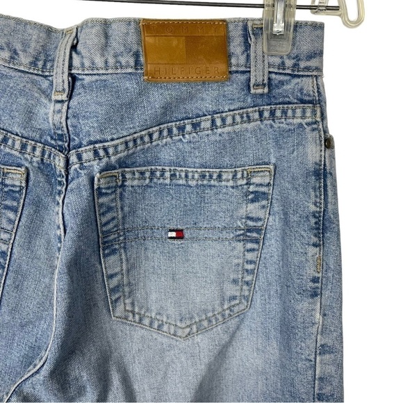 TOMMY HILFIGER Y2K VINTAGE LIGHT WASH FADED COTTON DENIM BLUE BOOTCUT JEANS - Picture 10 of 15